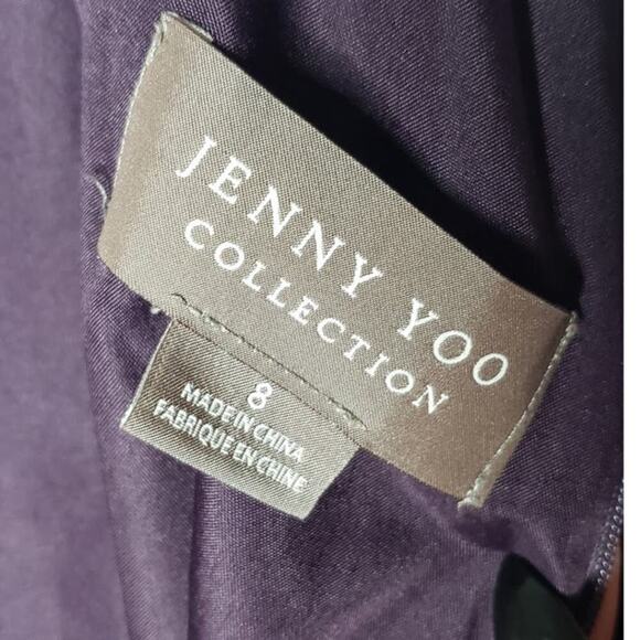 Jenny Yoo Bridesmaid Raisin Purple Flutter Spaghetti Strap Gown Long Dress 8 - Picture 3 of 12